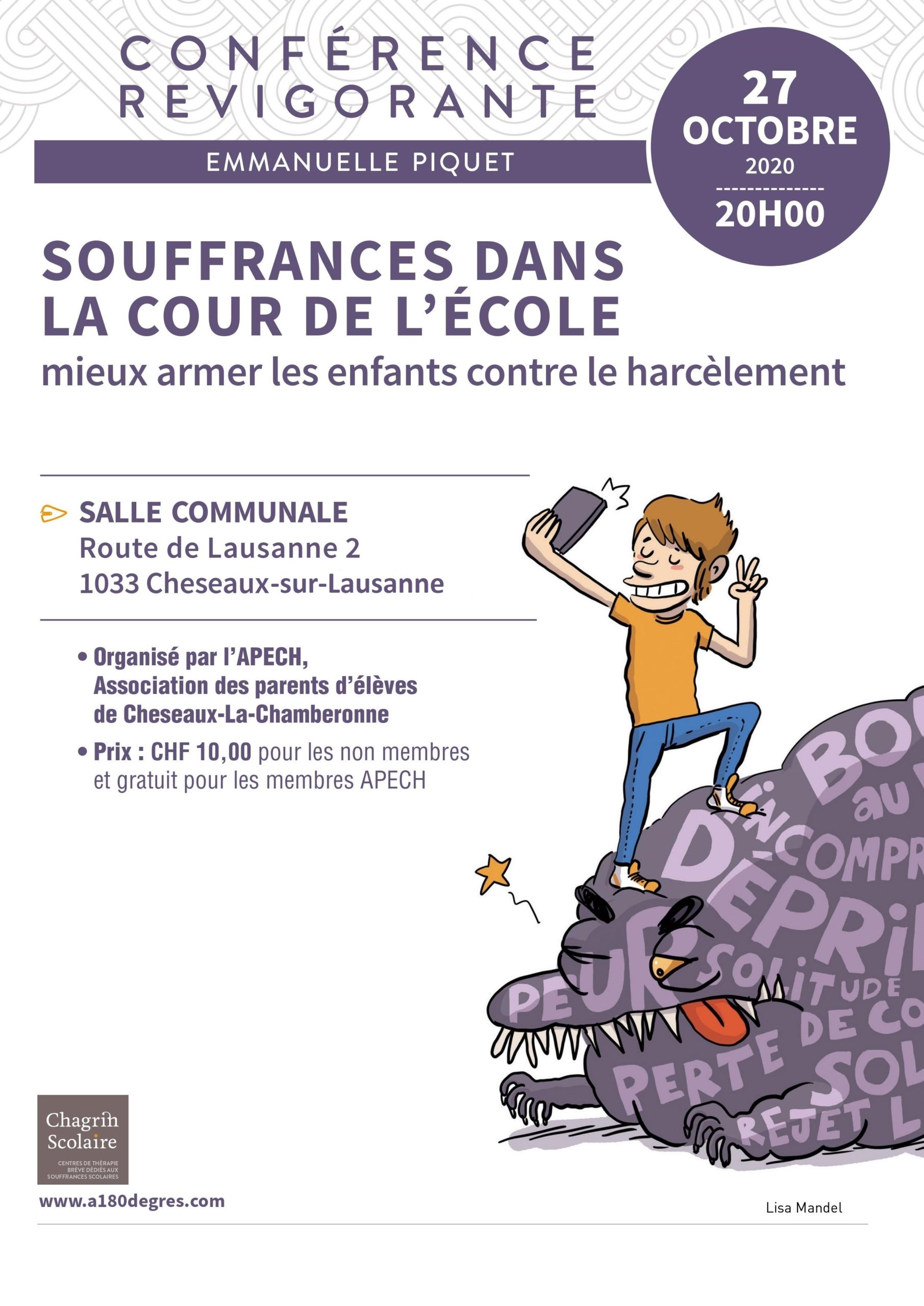 Conférence – Souffrances dans la cour de l&rsquo;école – REPORTÉE en 2021